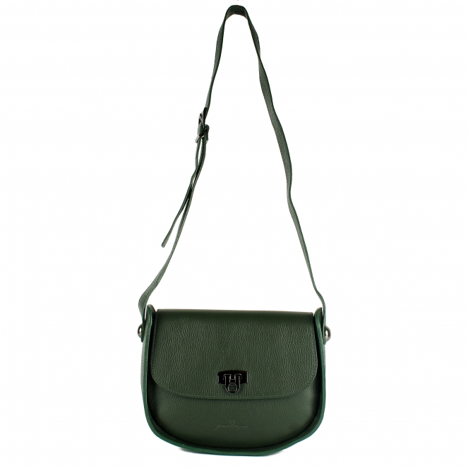 Зеленая кожаная сумка-седло Prima Collezione