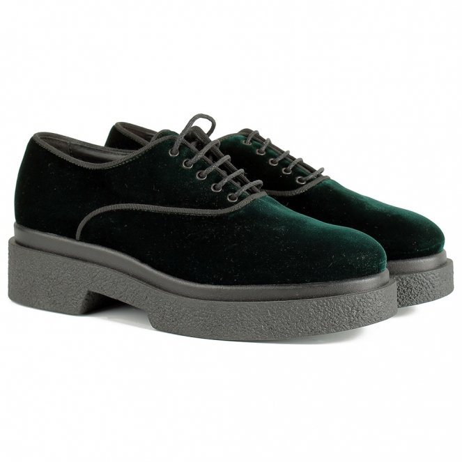 Темно-зеленые бархатные ботинки Jeannot
